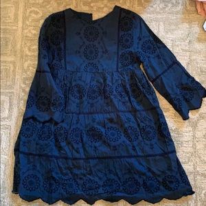 Navy blue embroidered dress